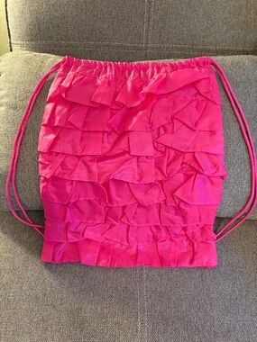 Girls or Women’s Ruffle Drawstring backpack Bag - Hot Pink